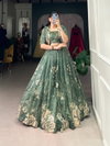 Green Colour Tussar Silk Wedding Wear Lahenga With Blouse And Koti NNK1129